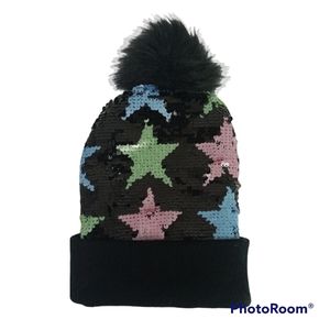 OMG! Girls Black Sequins Beanie Hat